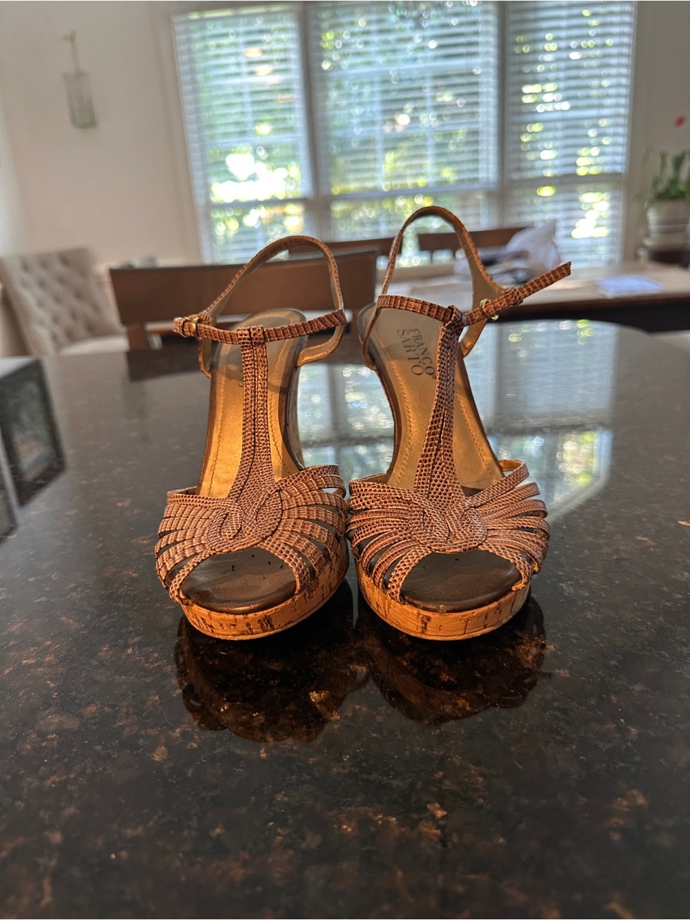 Franco Sarto Woven Cork Platform Sandals